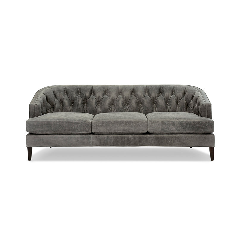 Bardot Leather Sofa, Ebony, Capri Denim