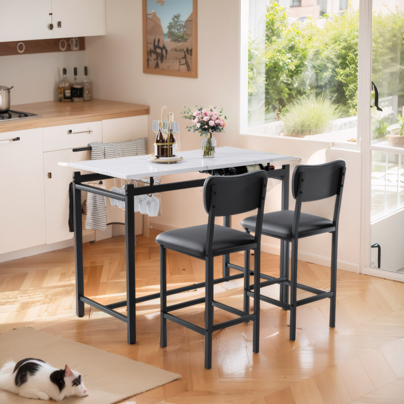 Eyoas 2 - Person Four Leg Dining Set, Black