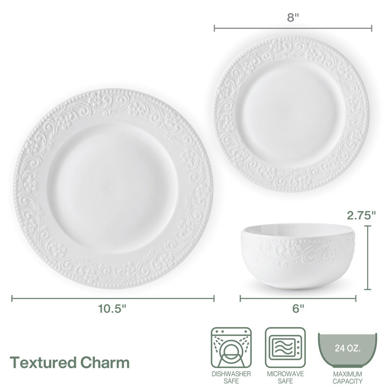 Pfaltzgraff Textured Charm 24-Piece Dinnerware Set, Service for 8