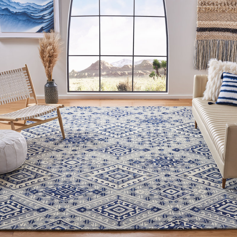 Vahakn Hand Tufted Wool Geometric Rug, Rectangle 8' x 10'