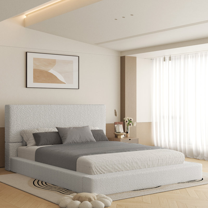 Haden Boucle Platform Bed Frame, King