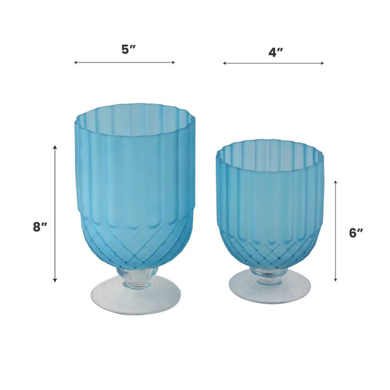 Vase de table en verre Cerys, Bleu