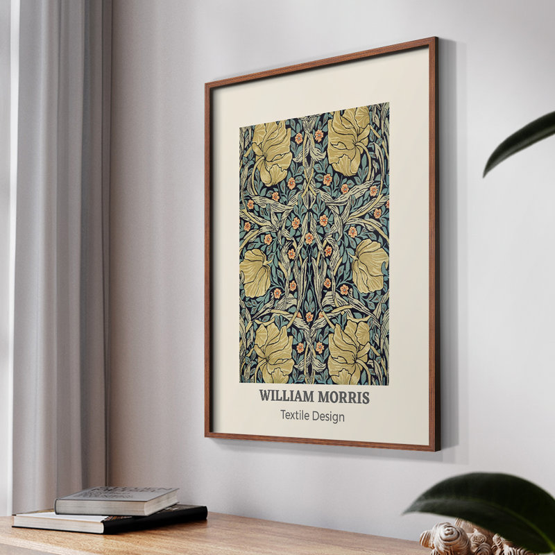 William Morris, reproduction encadrée Cxxi, Noyer, H 14 po x l 11 po