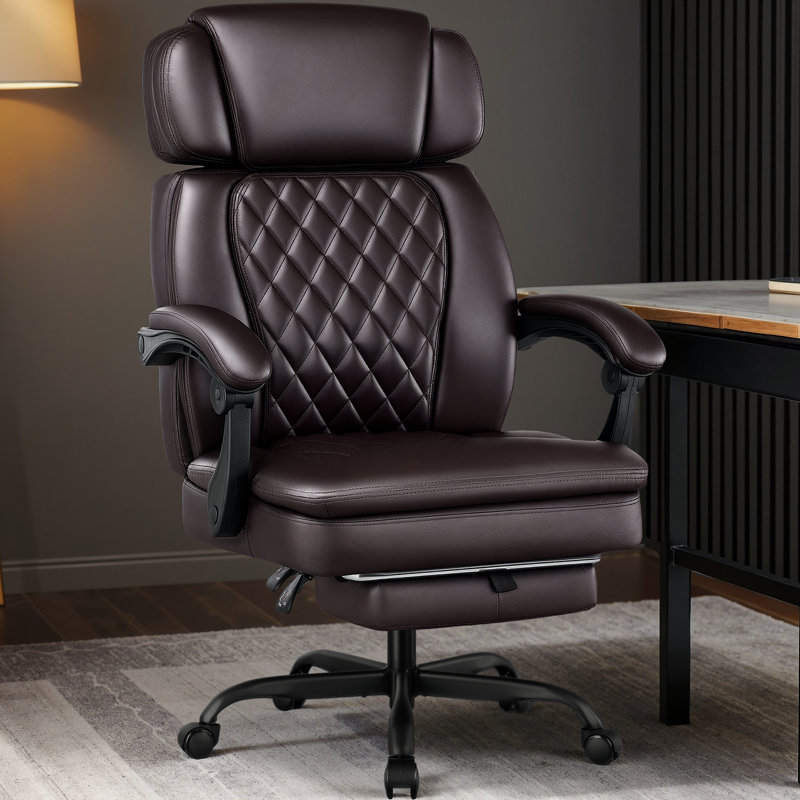 Lark Manor™ 400LBS High Back Office Chair With Adjustable Headrest, Big And Tall Office Chair With Foot Rest, Reclining Executive Office Desk Chair For Heavy People