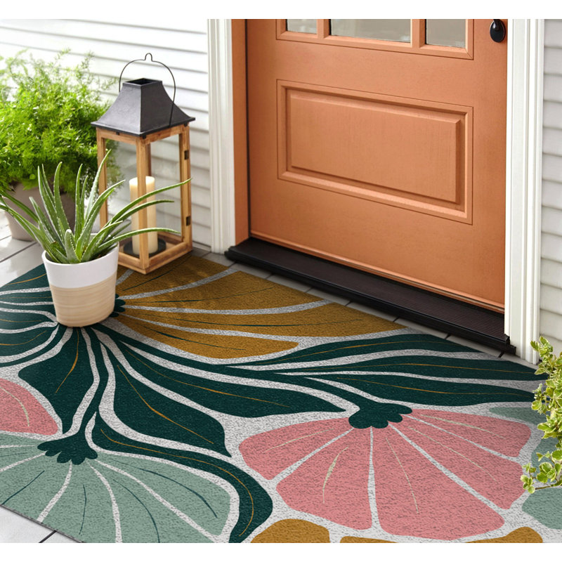 Non-Slip Floral Outdoor Doormat