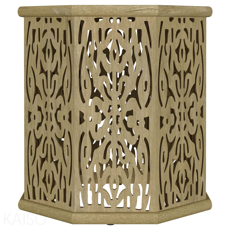 Natural Brown Octagonal Solid Mango Wood Side Table, 18" H x 17.5" W x 17.5" D