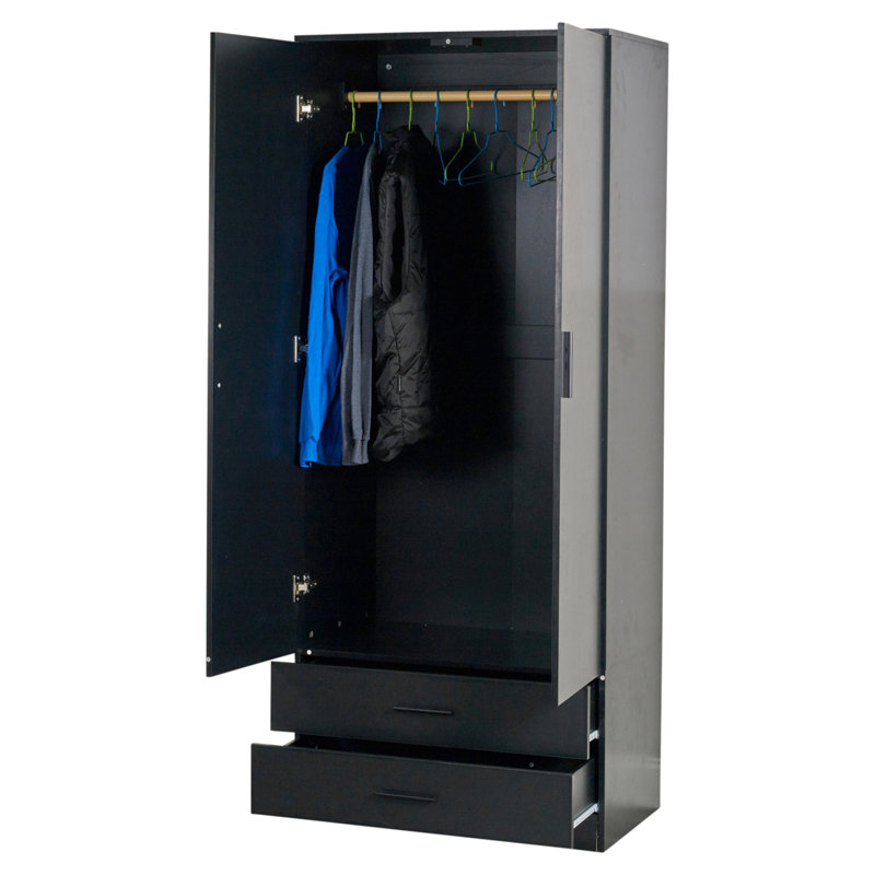 Gianpietro 2 Door Manufactured Wood Wardrobe, Black