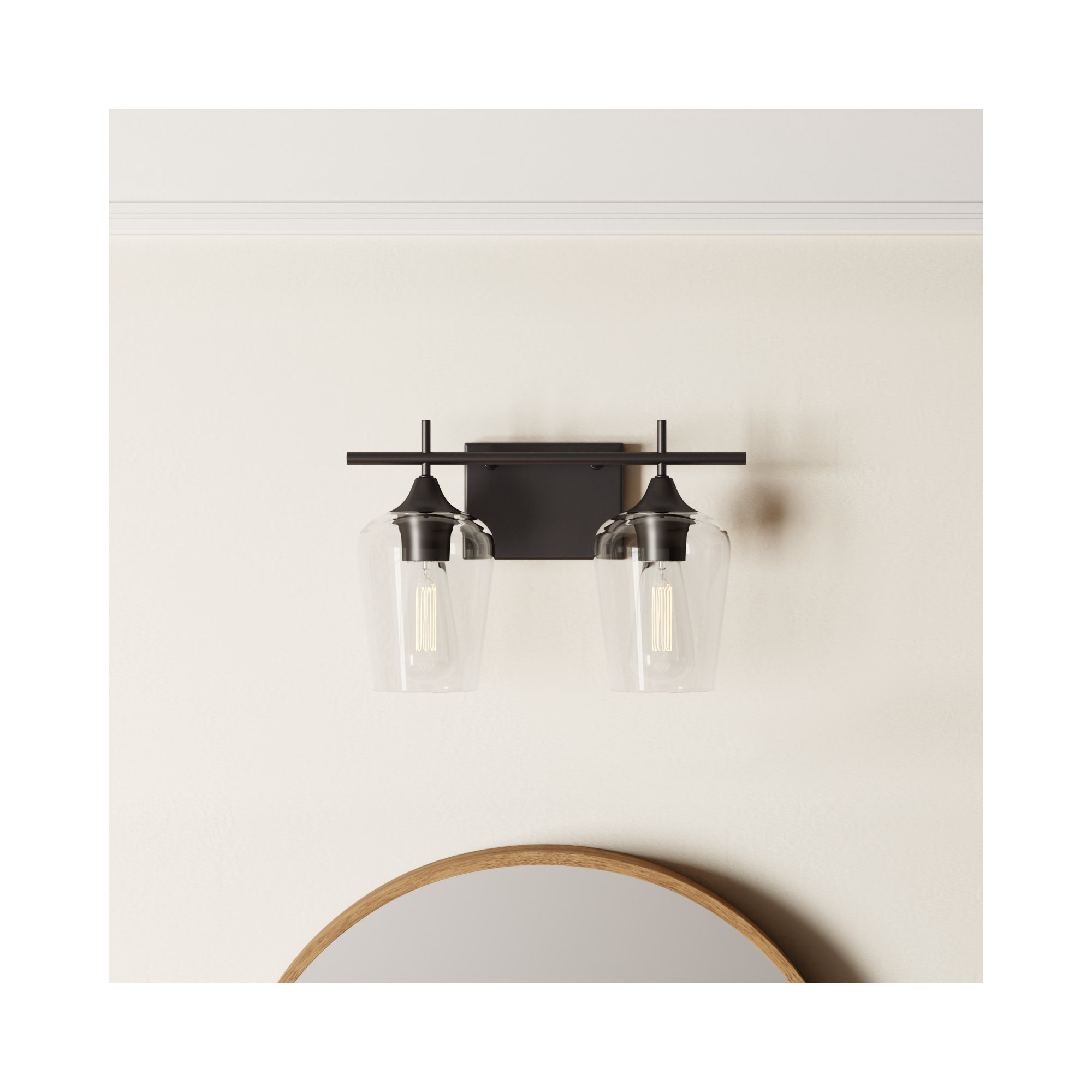 Breena 2 Light Transparent Dimmable Vanity Light, English Bronze