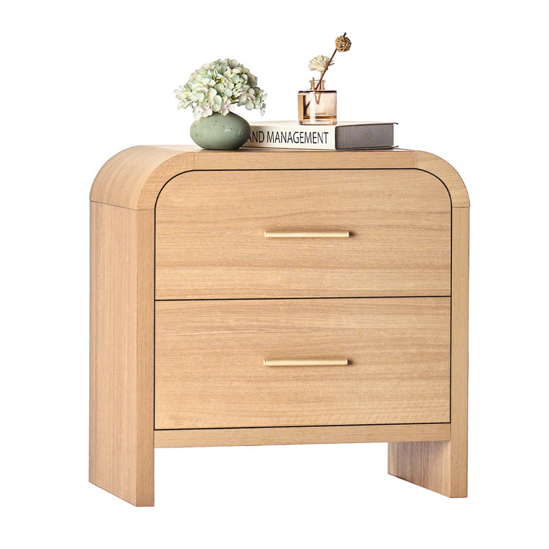 Modern 2-Drawer Nightstand - Curved Design With Optimal Storage Balance-Set Of 2, Individual