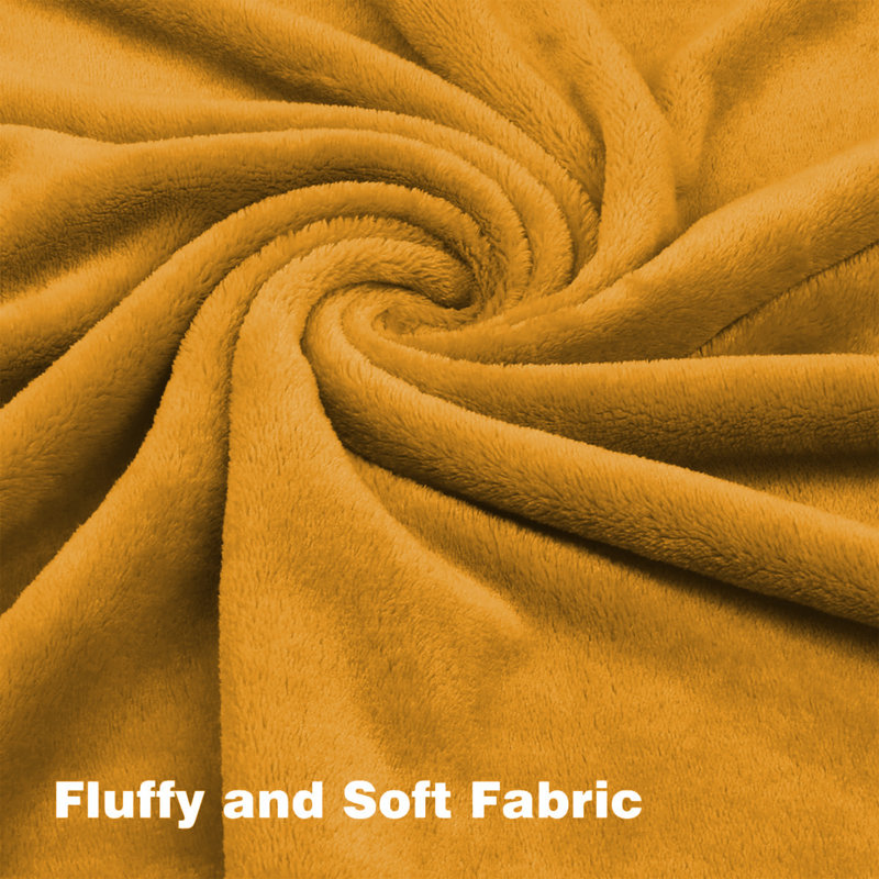 Jyon Soft Touch Mink Faux Fur Throw/Blanket, Double, Ochre
