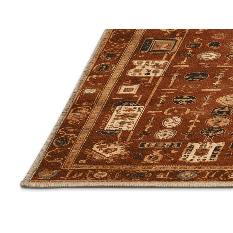 Tapis brun français lavable à la machine, Rectangle 4 pi x 6 pi