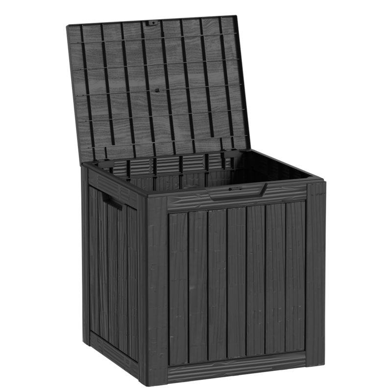 Boîte de terrasse verrouillable en résine résistante à l'eau 30 gallons Decksplore, Noir