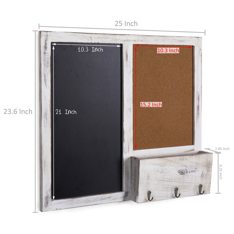 Wall Mounted Wood Entryway Combo Board, White