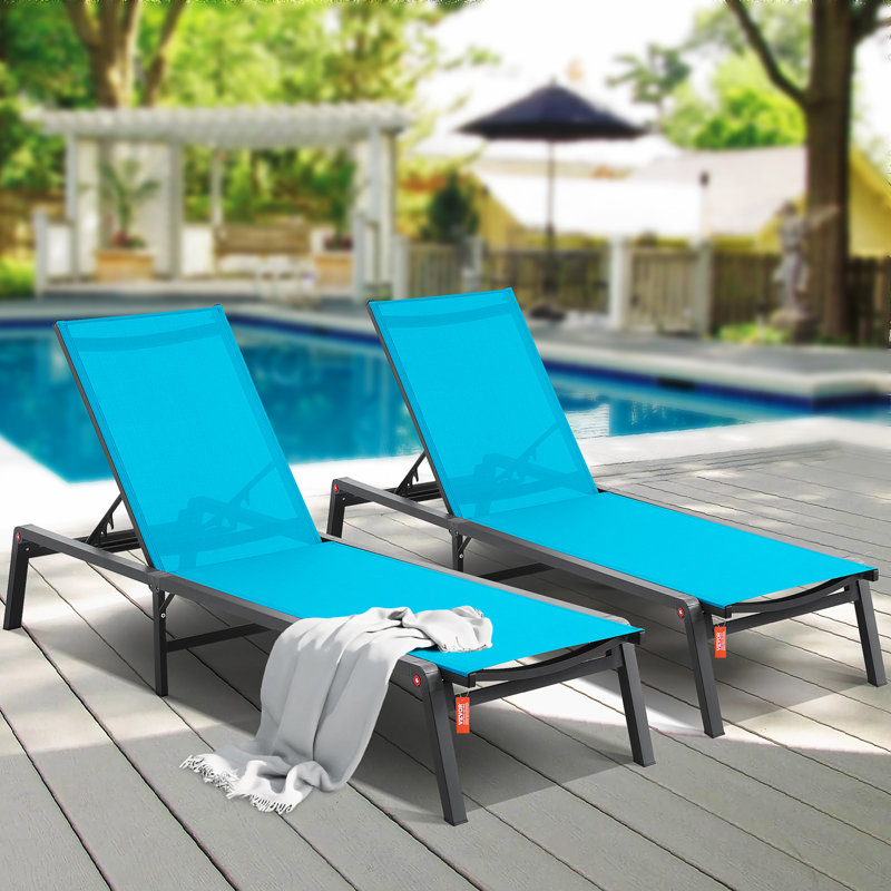 Chaise longue d'extérieur réglable à 5 positions pour 2 chaises longues