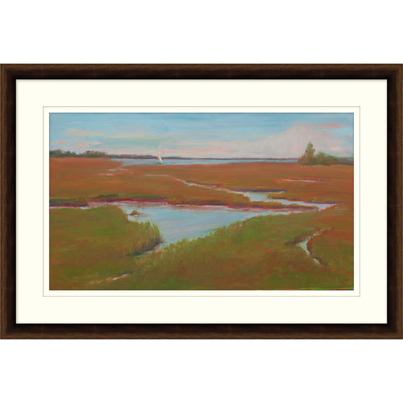 Island Marsh 3 - Peinture encadrée sur papier