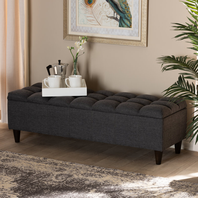 Kalarovich Polyester Upholstered Storage Bench, Charcoal