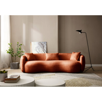 Boucle courbé pour la chambre à coucher, le bureau, le salon, le style Mid-Century moderne, confortable, canapé moderne orange, orange, espace confortable