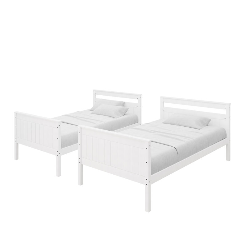 Lorain Twin Over Twin Solid Wood Standard Bunk Bed, White