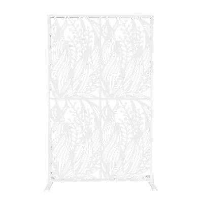 Freestanding Decorative Privacy Screen - Outdoor & Indoor Divider with Hollow Design, Galvanized Metal Privacy Partition for Balcony Patio Garden Room by FLASH VAYNE