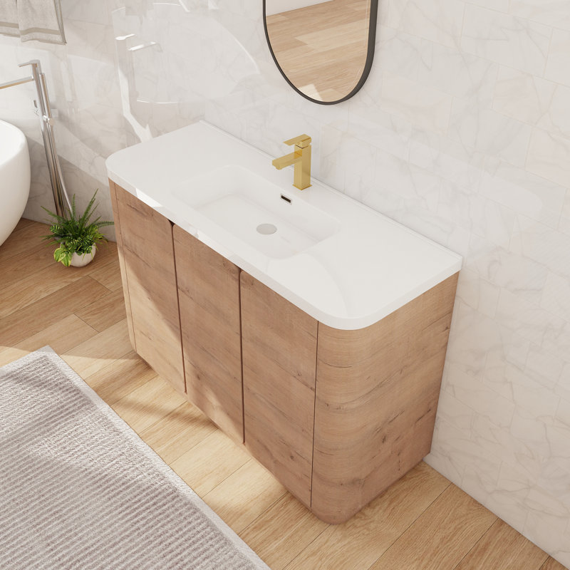 Meuble-lavabo autoportant 48 po avec 2 portes, 2 tablettes et lavabo en résine, 48"
