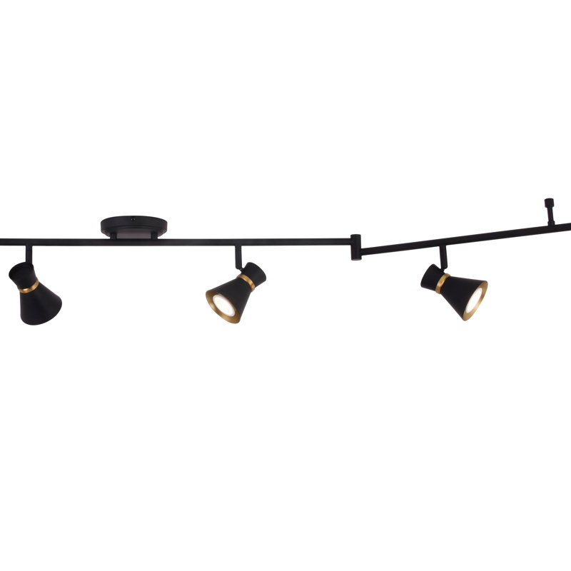 Aleezay 82'' 6 -Light Fixed Track Track Kit with Dimmable and Adjustable Head, Matte Black/Satin Brass