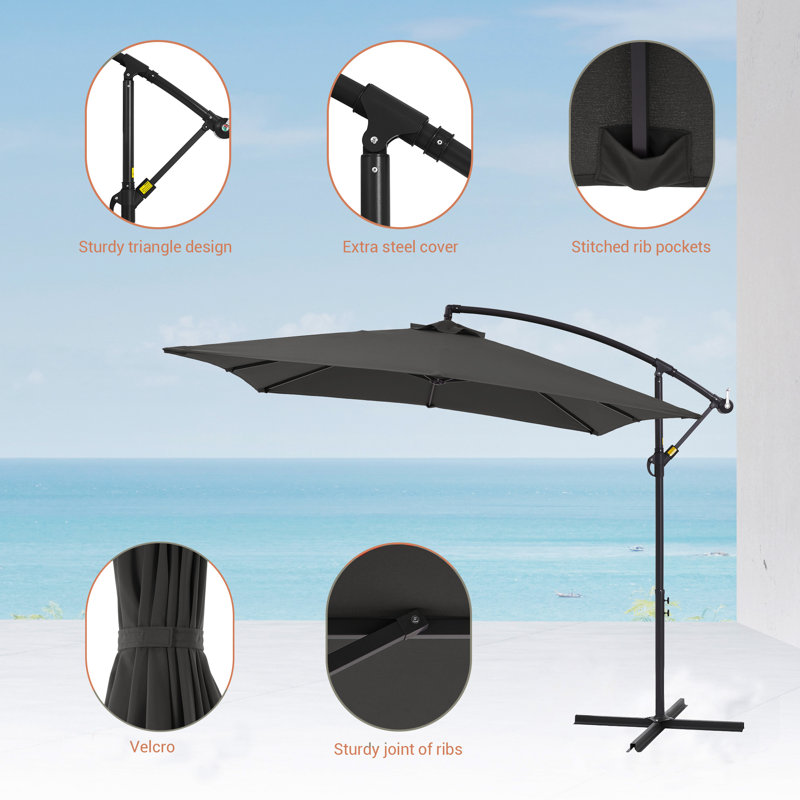 Scarlott 98.3" x 98.3" Square Umbrella, Gris anthracite