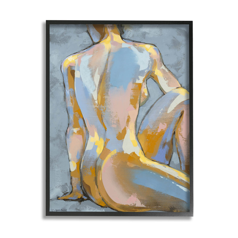 Art moderne de giclée encadrée noire moderne brossé assis par Trevor Copenhaver, Giclée encadrée noir minuit