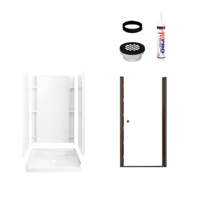 Cabine de douche à charnière rectangulaire avec cadre et base Accord 42 po x H 77 po Accord