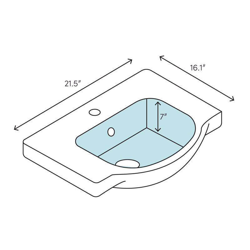 Lavabo de salle de bain mural compact en porcelaine vitreuse 22 "avec trop-plein Compact 545, Simple