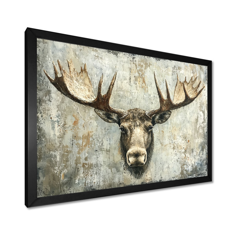 Graylyn, abstrait, ramure d'orignal - art mural orignal, Reproduction d'une seule photo avec cadre, Noir, H 12 po x l 20 po