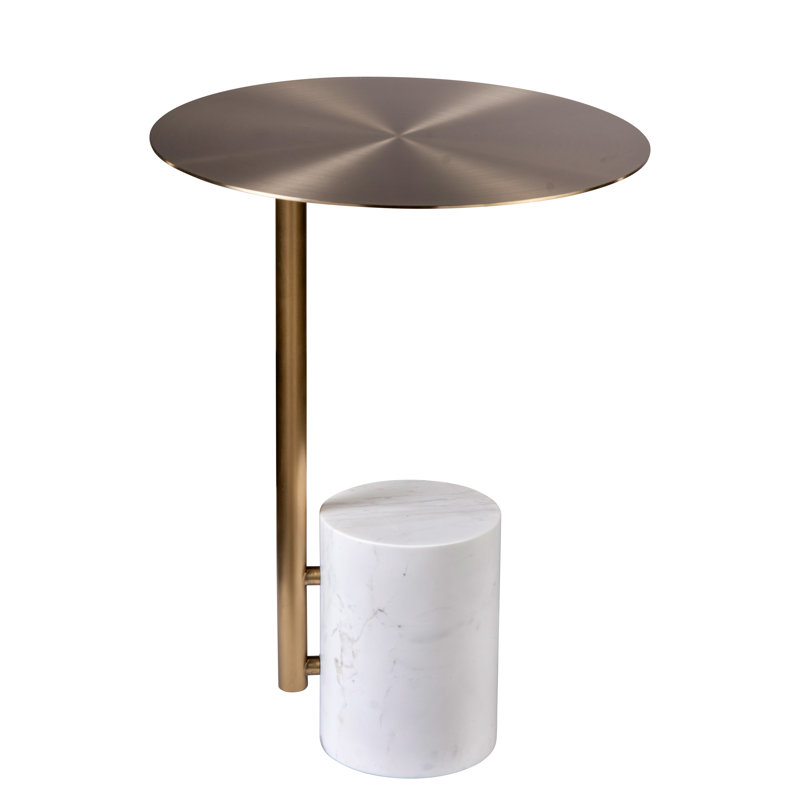 Table de bout Mireille avec plateau et base en C, Blanc