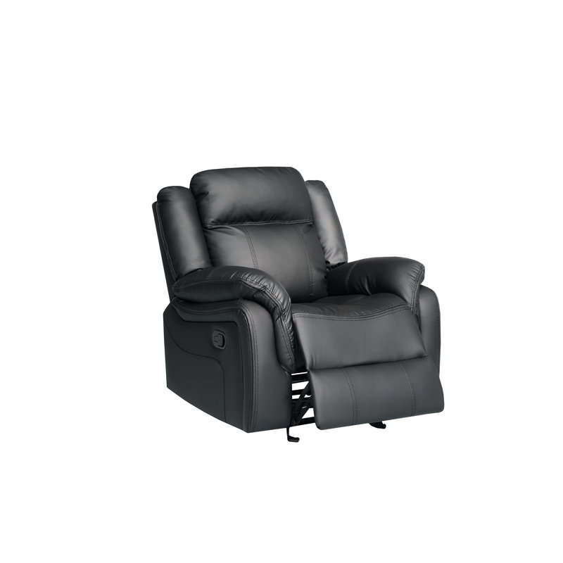 Fauteuil inclinable manuel en cuir noir, Noir