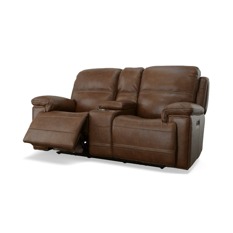 Fenwick Power Reclining Loveseat with Console and Power Headrests, Brown