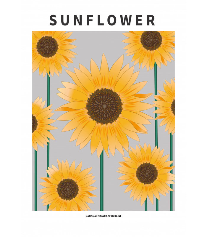 "Sunflower", art mural texturé encadré, Noir, H 14 po x l 10 po