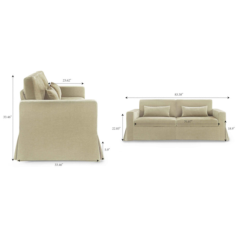 Brenda 213.1Cm Square Arms Sofa, Sand Rayon/Viscose