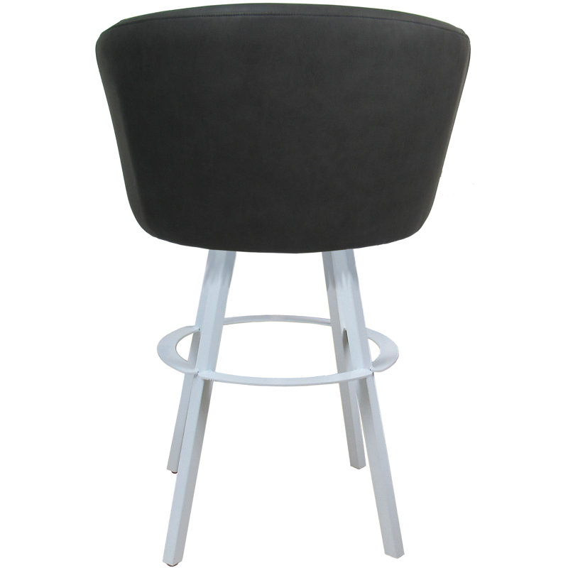 Tabouret de bar pivotant en métal 30 po avec base Warren, Vinyle platine, Blanc