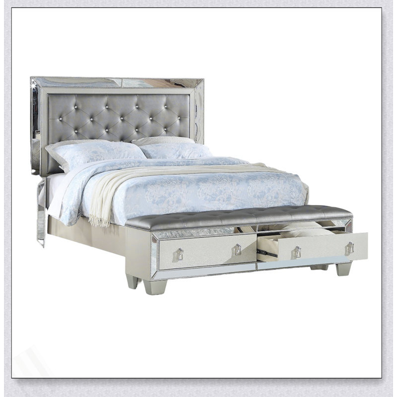 Mobilier de chambre à coucher capitonné Glam, Très grand lit