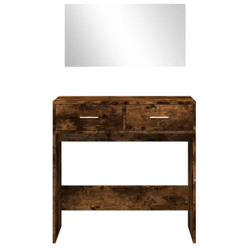 Patrizia Dressing Table with Mirror, Smoked Oak