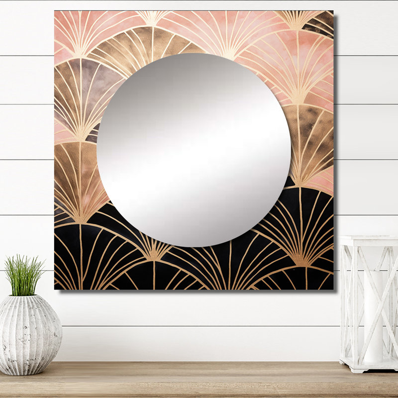 Décoration murale rose en forme de miroir abstrait à formes abstraites pour chambre à coucher, 29 po x 29 po