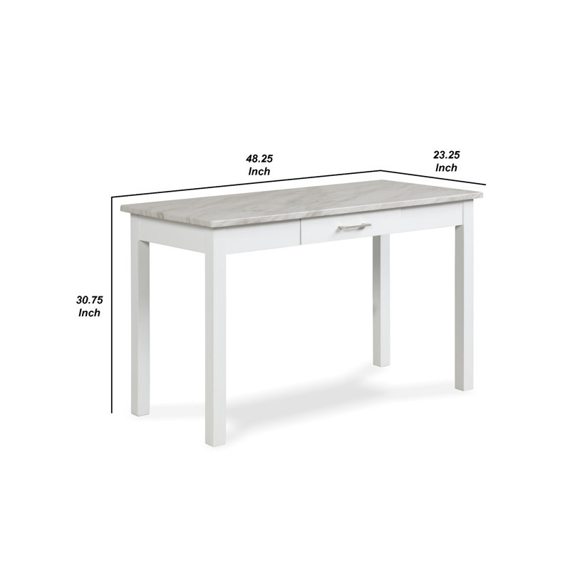 Marble Top Solid Wood Base Writing Desk