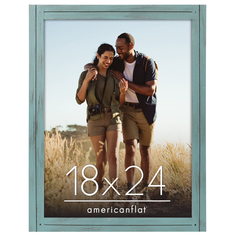 Cadre photo Americanflat rustique - poli, verre transparent, L 21,34 po x H 27,17 po, Rustic Turquoise