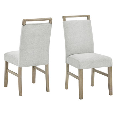 Oak Dining Side Chairs With Gray Upholstery - Of 2, 20.5" Seat Back Height, 19" Product Width, Suitable For Modern Good Casual Dinners