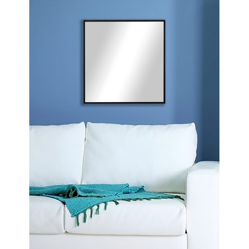 Derosier Metal Flat Wall Mirror, 27.5'' x 27.5'', Black