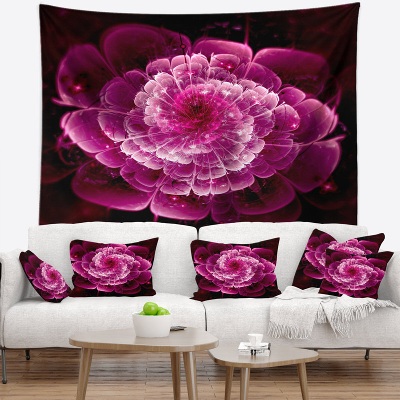 Tapisserie florale rose foncé, H 32 po x l 39 po