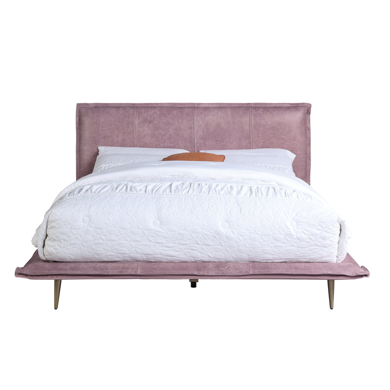 Lit plateforme tapissier Marsso, Très grand, Rose