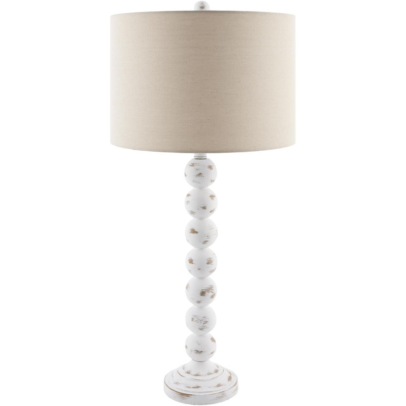 Lampe de table Elaine, Blanc antique, H 32 po x l 15 po x P 20 po, Beige