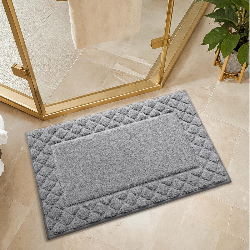 Microfiber Non-Slip Backing Bath Rug, Single - 43" L x 24" W, Light Gray