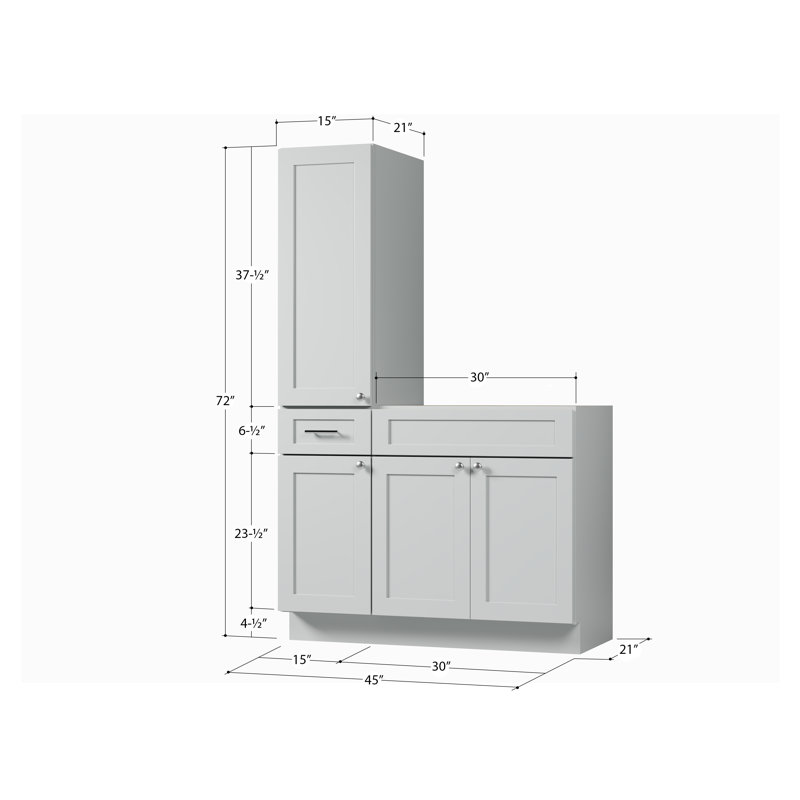 Meuble-lavabo simple 45 po Disar, Gris