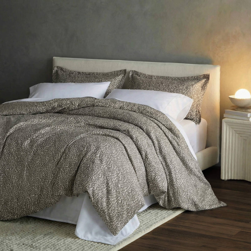 Housse de couette Silky Lyocell, Housse de couette pour grand lit, Imprimé animal brun