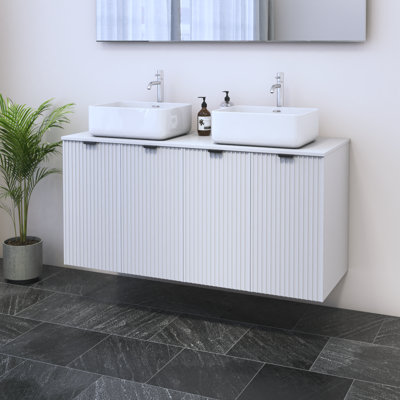 Ensemble de meuble-lavabo double 47,2 po avec plateau Lissia